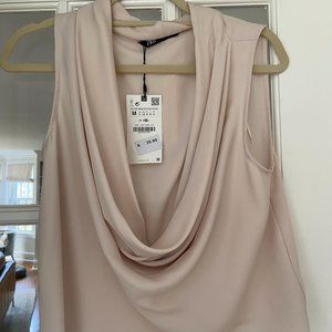 Zara cowl neck sleeveless blouse